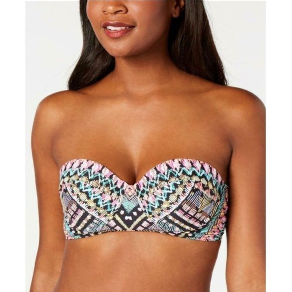 NEW XS Bar III Neon Tribal Printed Underwire Midkini Top